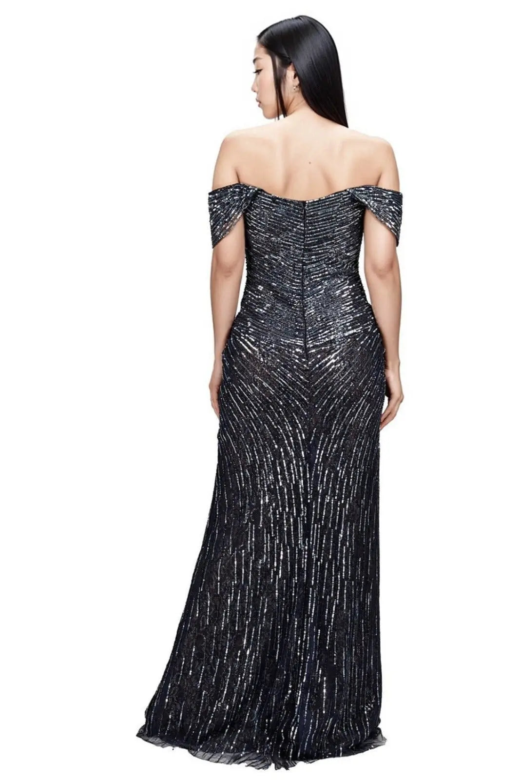 Off The Shoulder Beaded Gown  