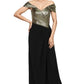 Off The Shoulder Column Gown Black Metallic Gold 