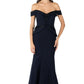Off The Shoulder Stretch Gown Navy 