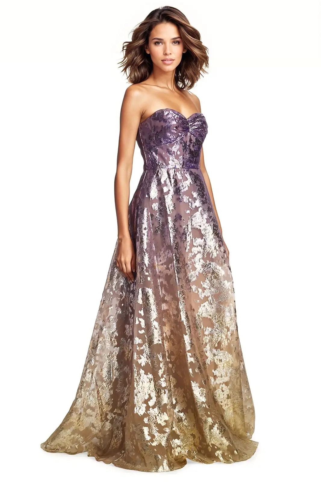 Ombré Fil Coupe Strapless Gown  
