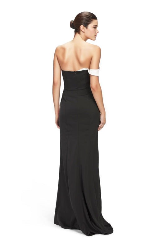 One Shoulder Gown With Contrast Detail  