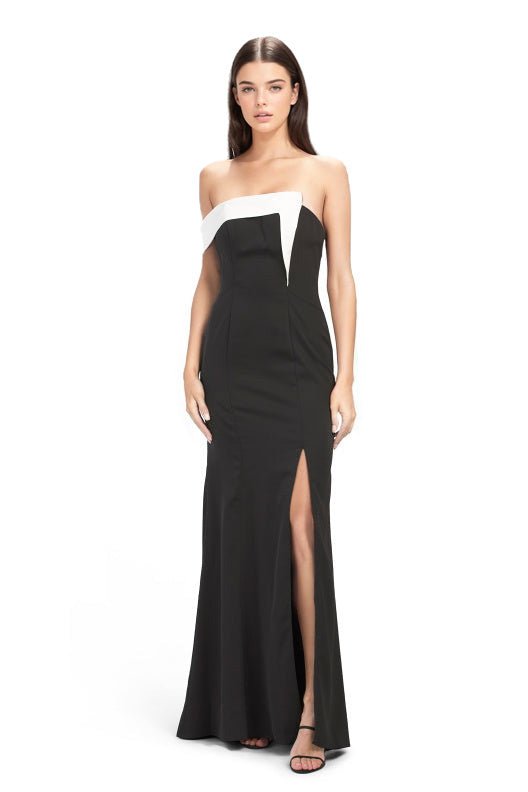 One Shoulder Gown With Contrast Detail  