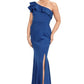 One Shoulder Ruffle Gown Navy 