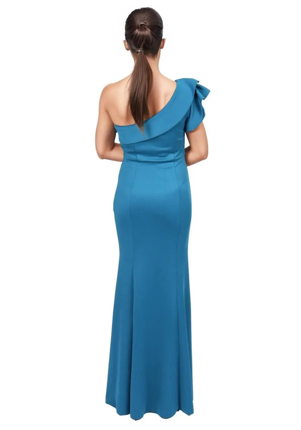 One Shoulder Ruffle Gown  
