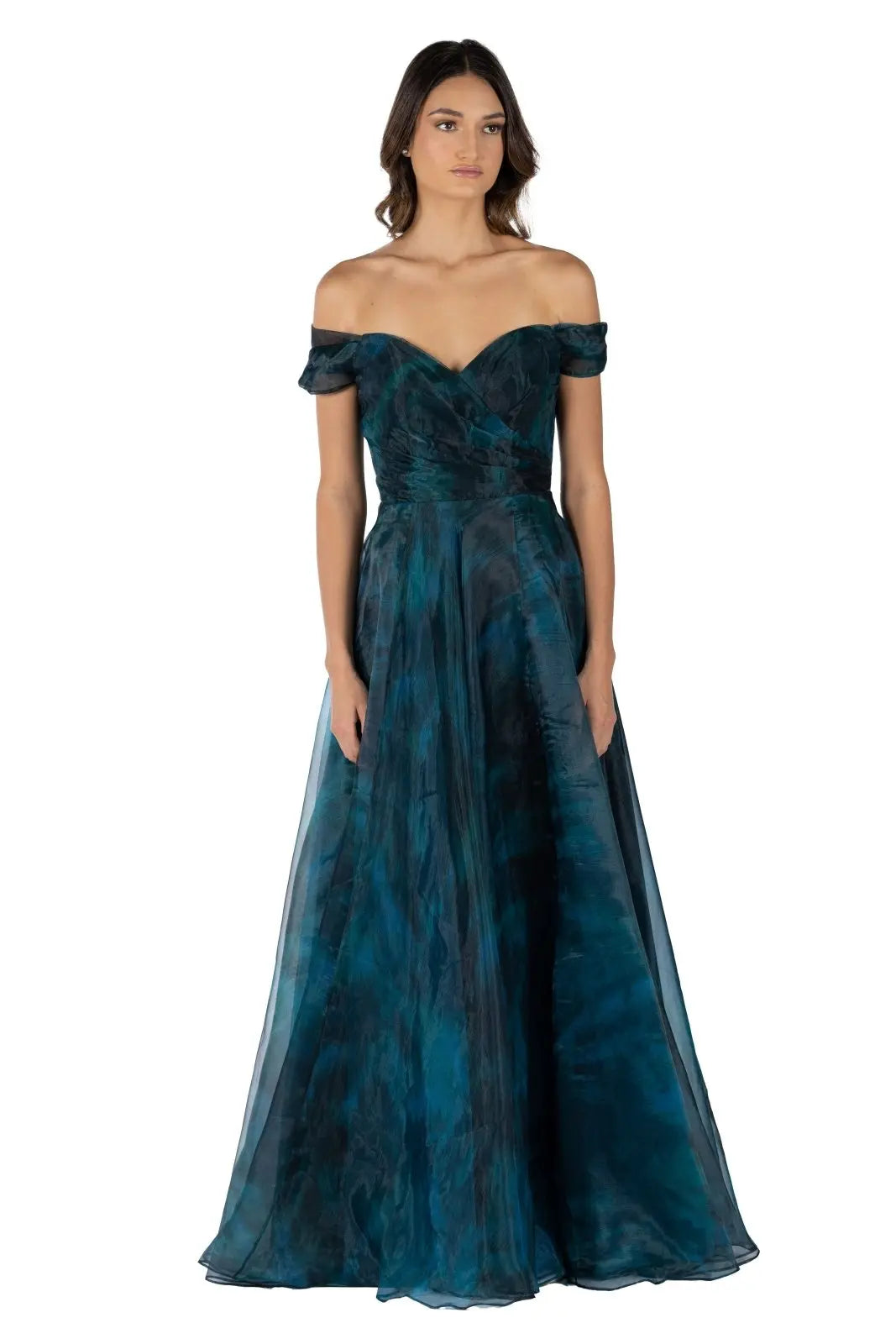 Organza Print A-Line Gown  