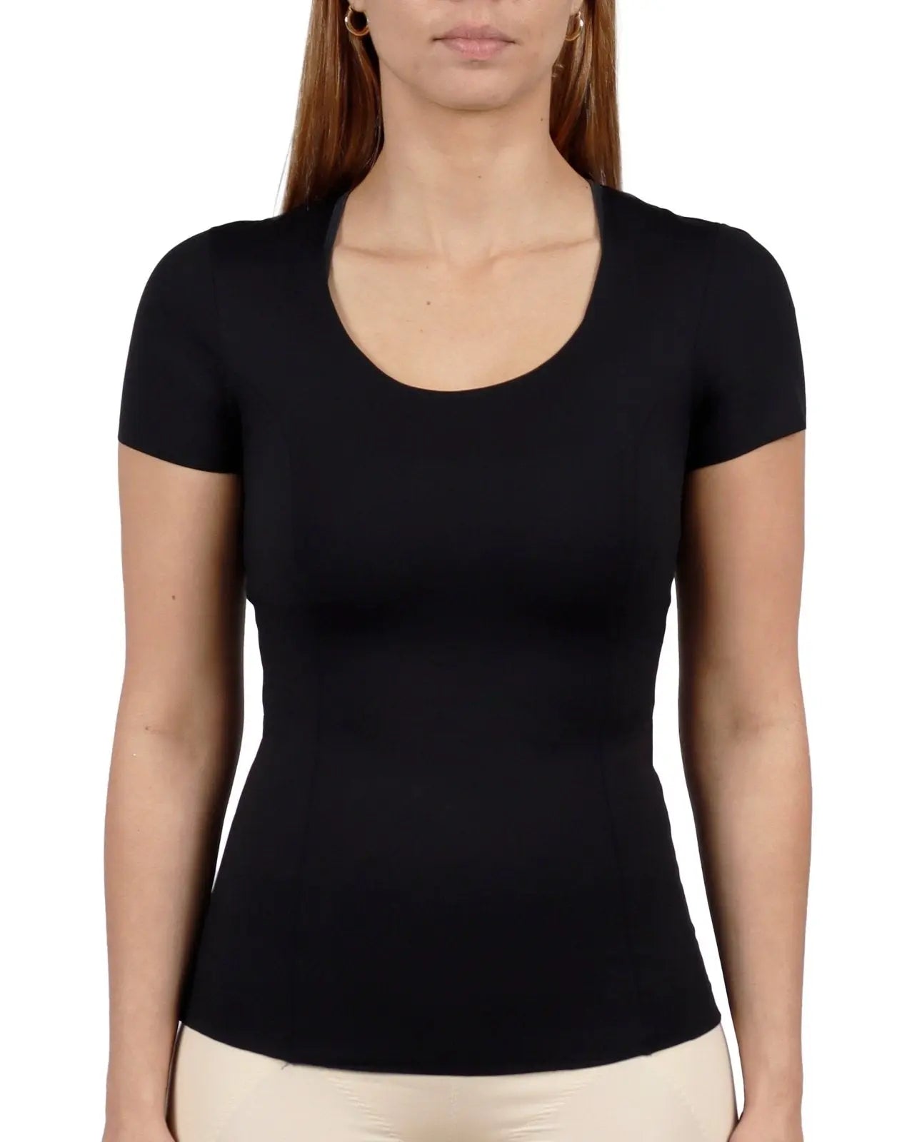 Scoopneck Tightening T Shirt Black 