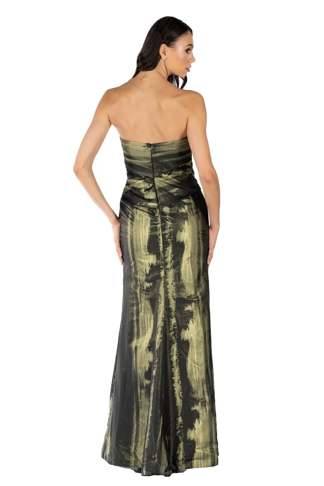 Strapless Asymmetrical Hand Draped Gown  