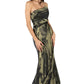 Strapless Asymmetrical Hand Draped Gown  