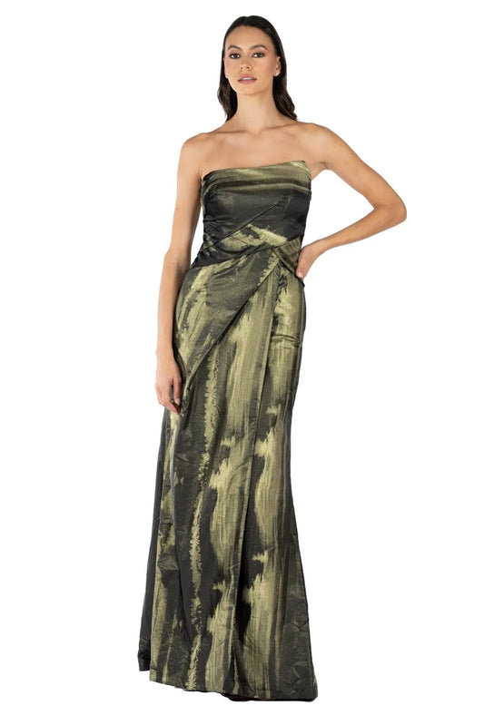 Strapless Asymmetrical Hand Draped Gown  