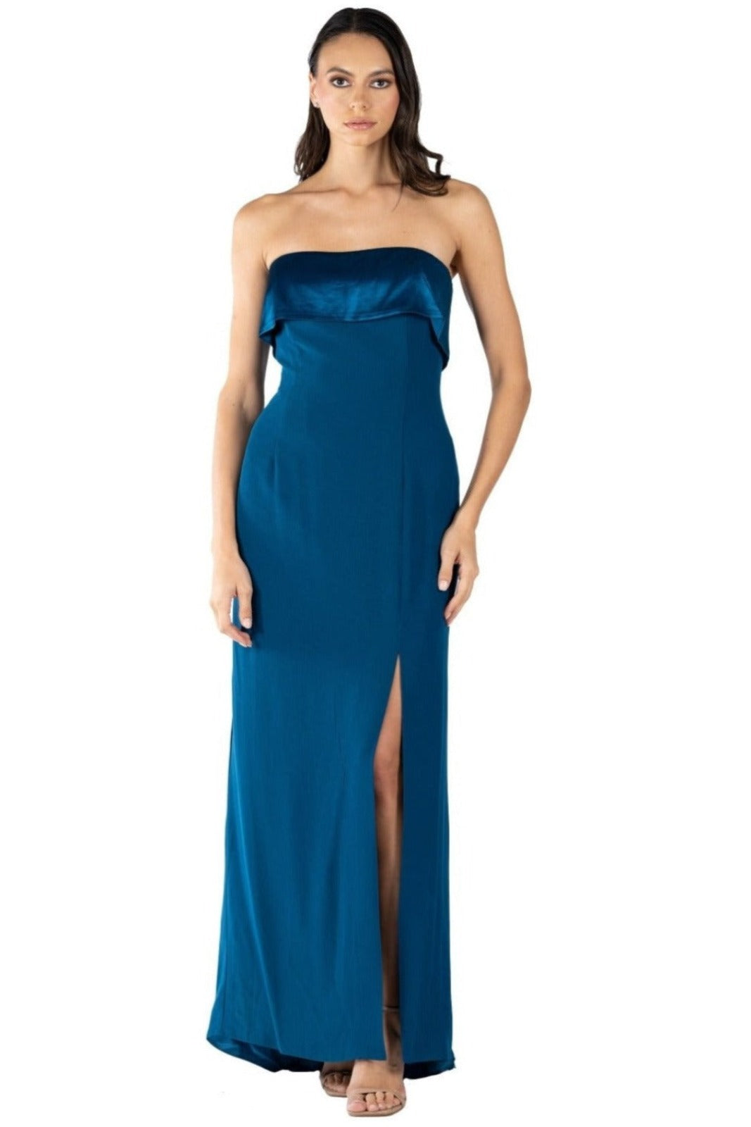 Strapless Column Gown Teal 