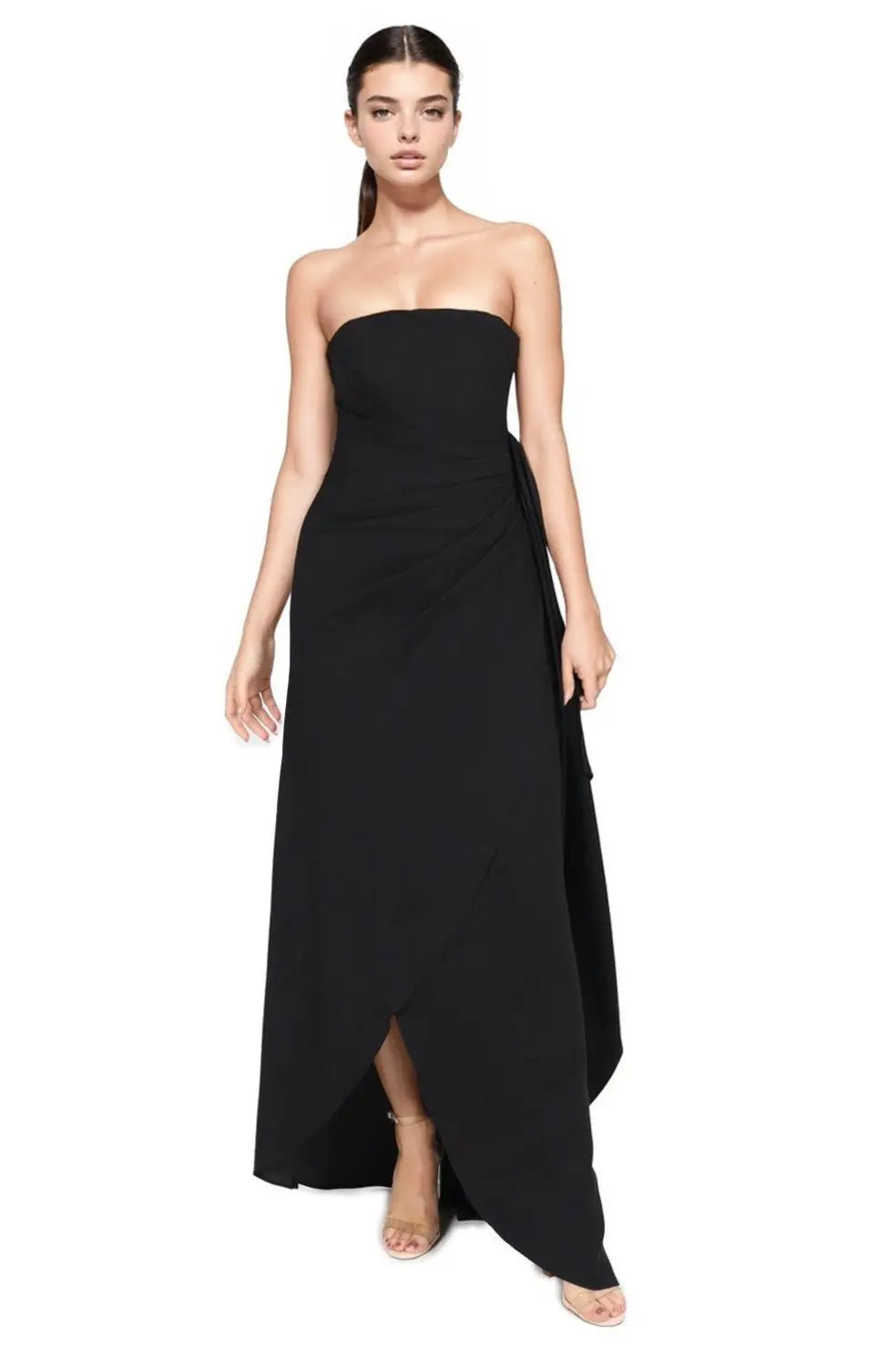 Strapless Crepe Gown Black 