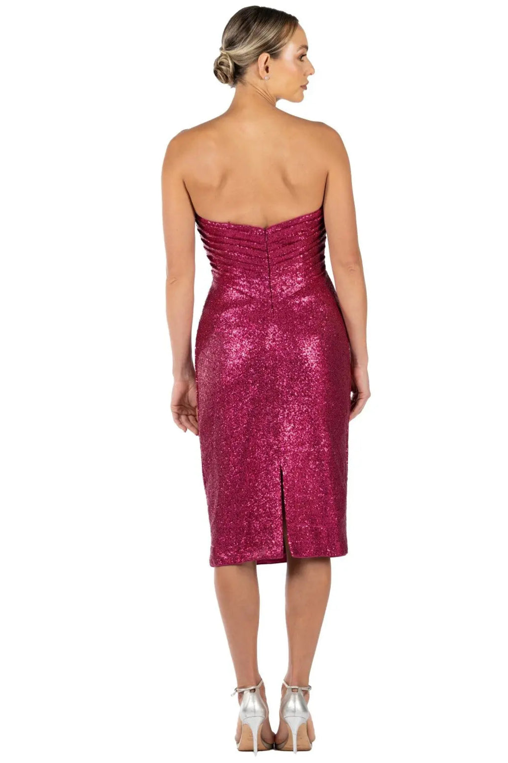 Strapless Hand Draped Sequin Cocktail  