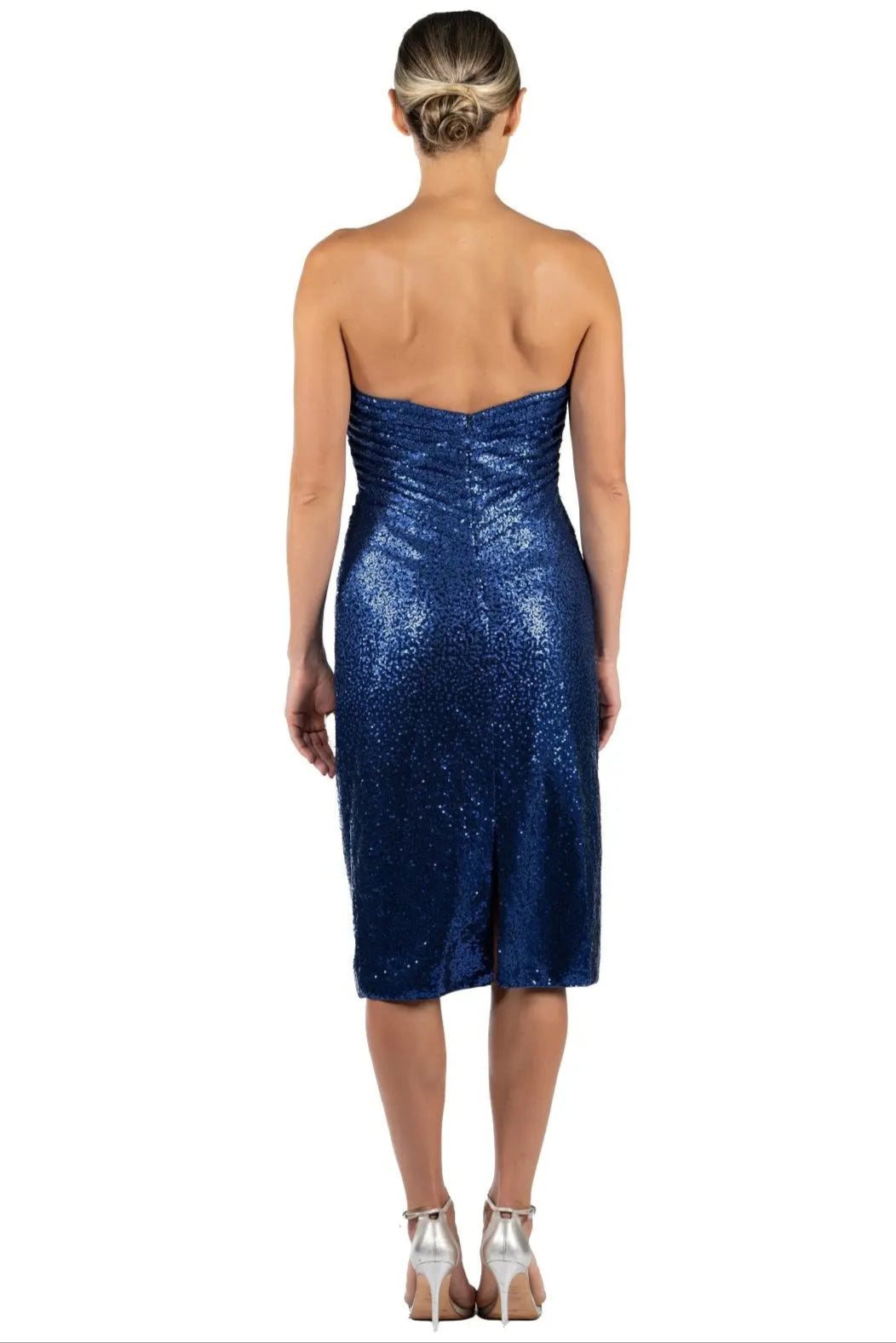 Strapless Hand Draped Sequin Cocktail  