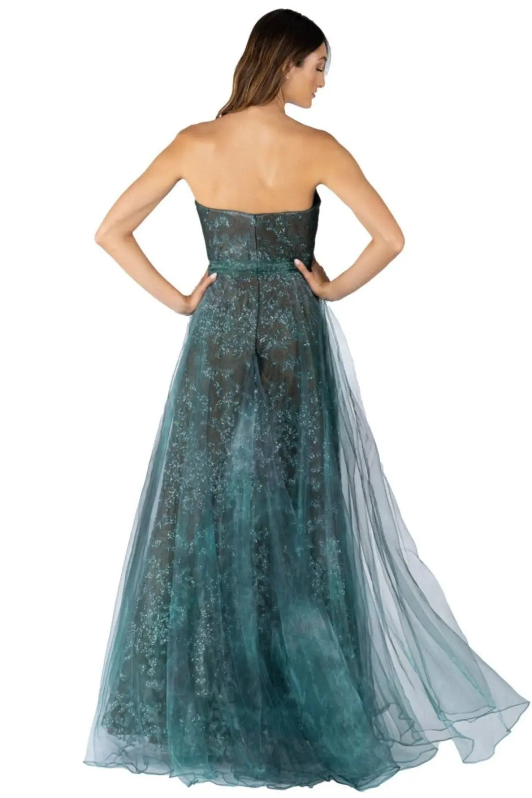 Strapless Organza Glitter Gown  