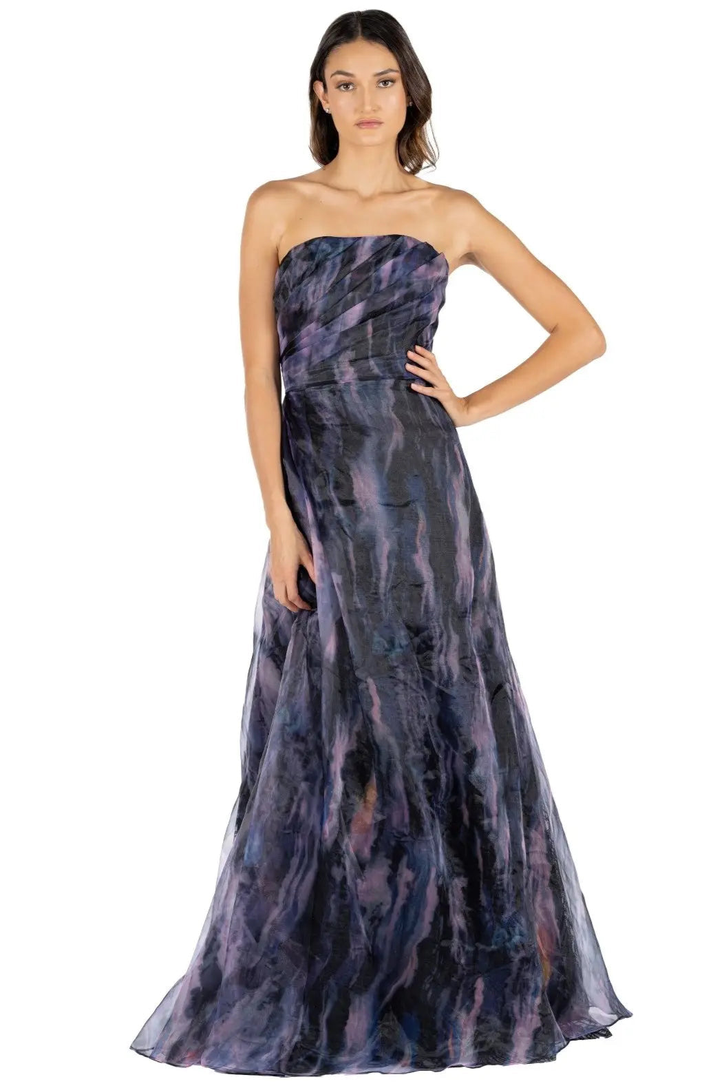 Strapless Organza Gown Black Multi 