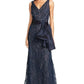 V-neck Beaded A-line Gown  