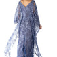 V- Neck Embroidered Cape Gown  