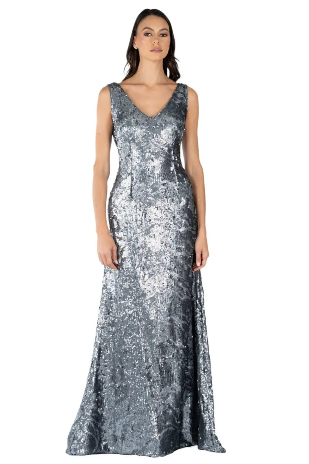 V-Neck Sequin Gown  